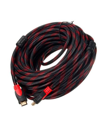 Cable HDMI con Filtro 15 Metros HD 3D V1.4 Enmallado Negro con Rojo